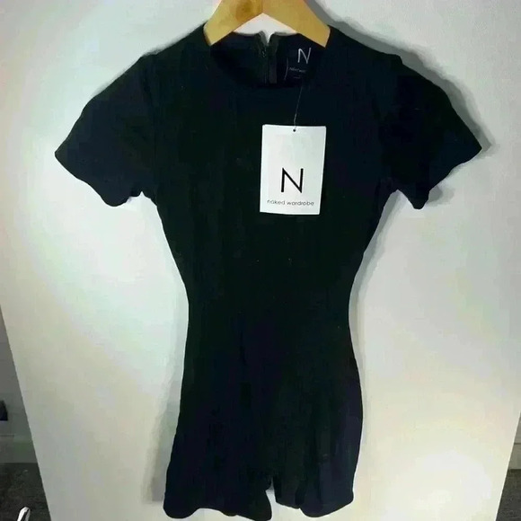 NWT Naked Wardrobe black shorts romper x small - Picture 1 of 2